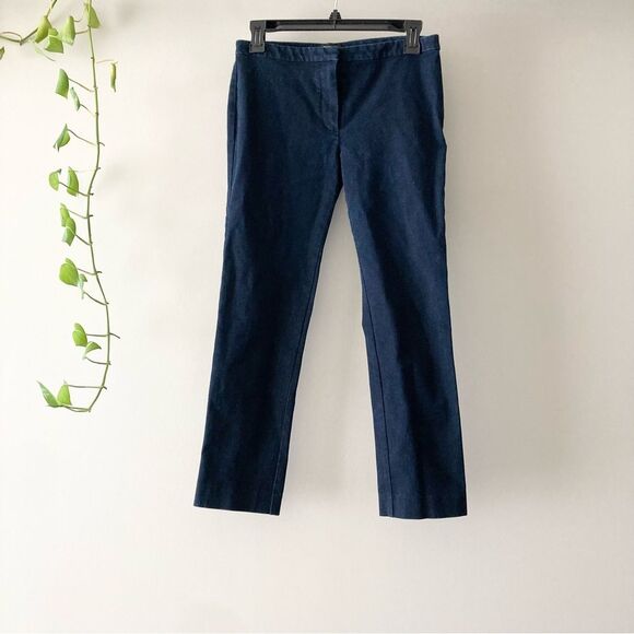 Theory "Movement Denim" Classic Skinny Pant, Dark Wash Cropped Jeans, 2 - Picture 1 of 5